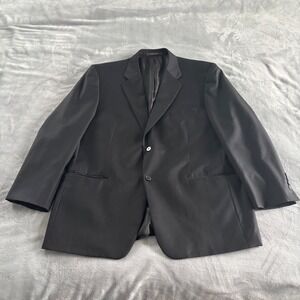 Tasso Elba Mens Black‎ Two Button Blazer Formal Jacket Business Career 48R